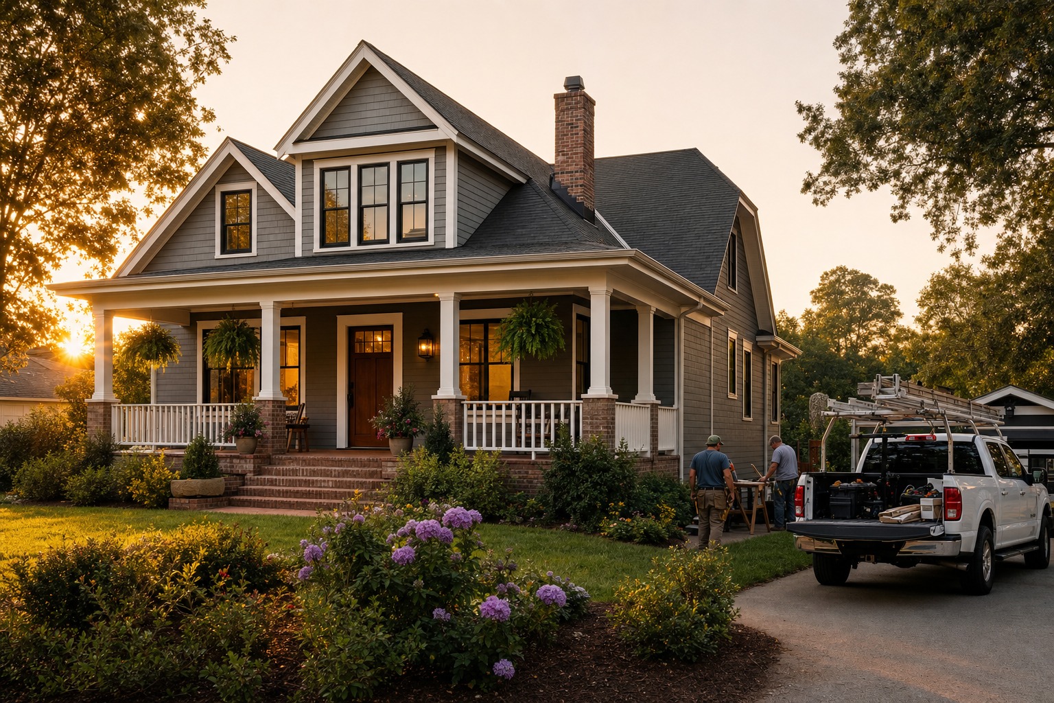 Humble Brothers renovation crew working on a North Carolina property exterior